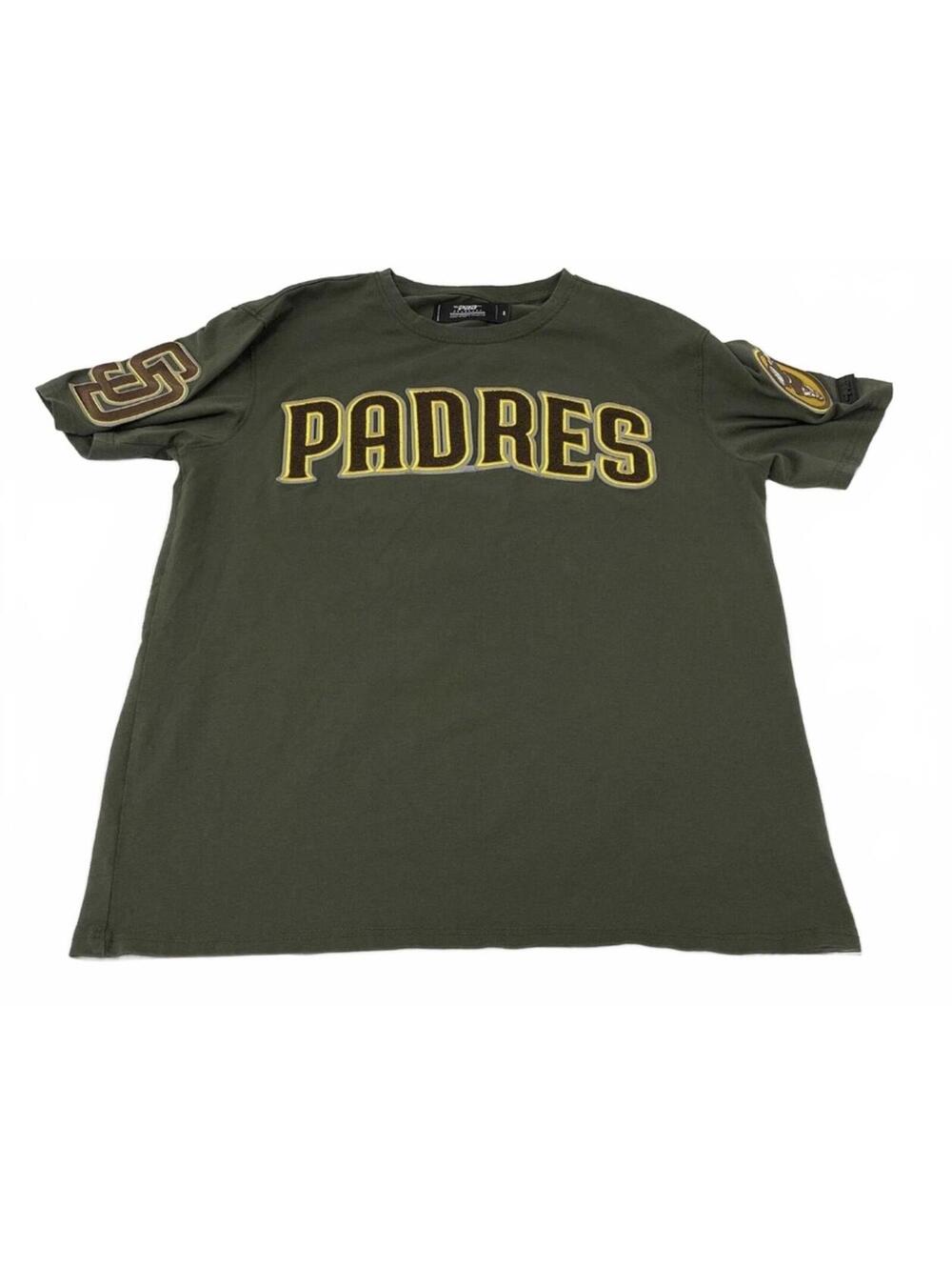 Men’s San Diego Padres Olive Green T-Shirt with Embroidered Logos
